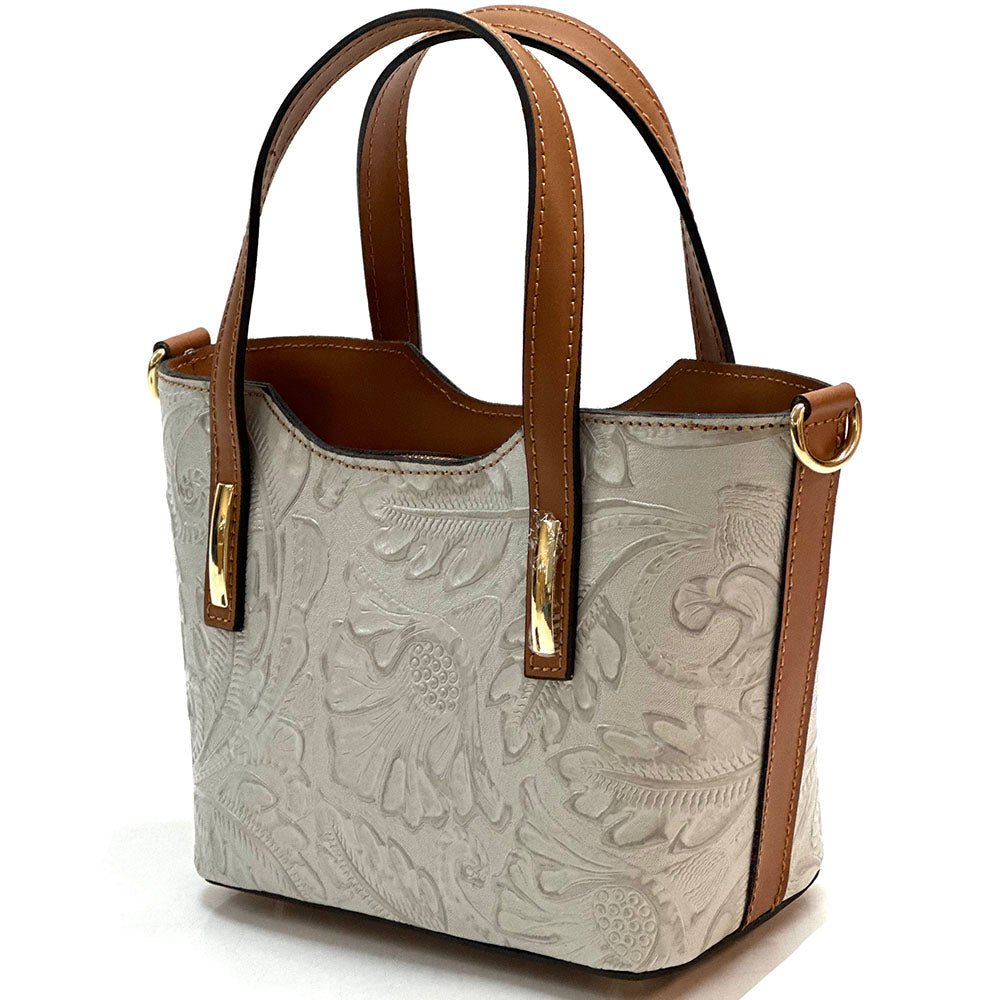 Emily Flora Cow Leather Handbag - Leather Italiano