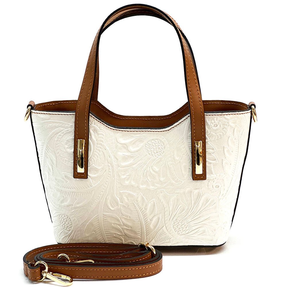 Emily Flora Cow Leather Handbag - Leather Italiano