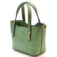 Emily Flora Cow Leather Handbag - Leather Italiano