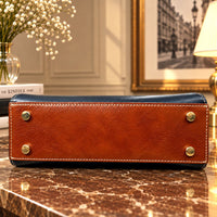 Ersilia Hand-Dyed Leather Spring-Frame Satchel - Leather Italiano