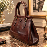 Ersilia Hand-Dyed Leather Spring-Frame Satchel - Leather Italiano