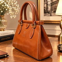 Ersilia Hand-Dyed Leather Spring-Frame Satchel - Leather Italiano