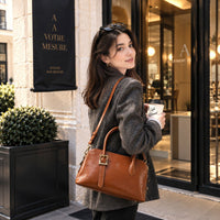 Eugenia Hand-Dyed Leather Dome Satchel - Leather Italiano