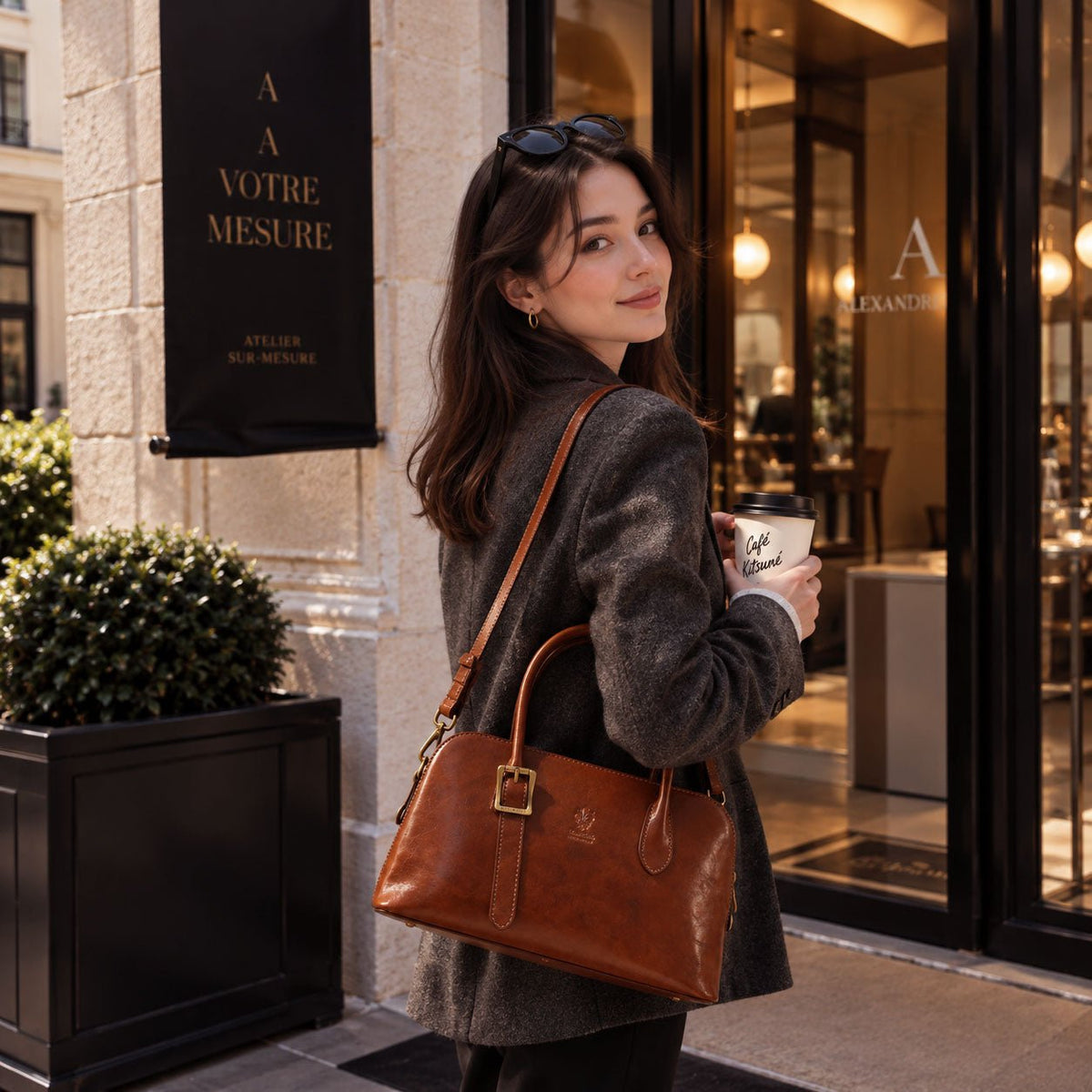 Eugenia Hand-Dyed Leather Dome Satchel - Leather Italiano