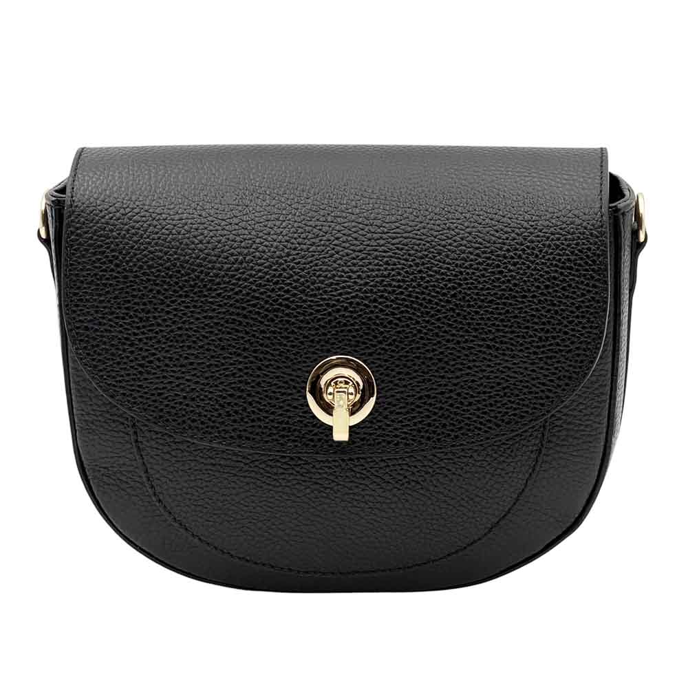 Evania Leather Crossbody Saddle Bag - Leather Italiano
