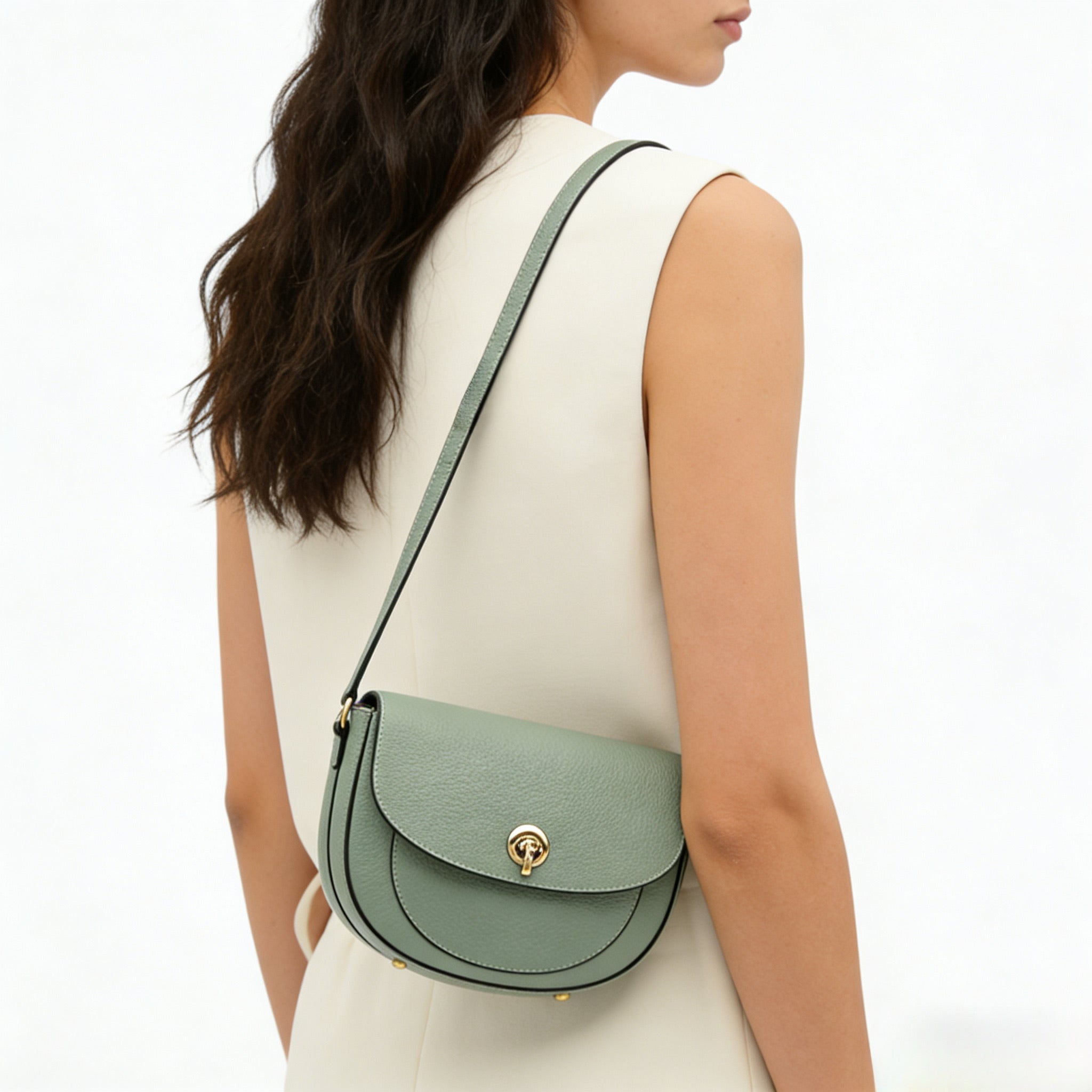 Evania Leather Crossbody Saddle Bag - Leather Italiano