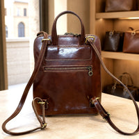 Fiammetta Convertible Hand-Dyed Italian Leather Backpack - Leather Italiano
