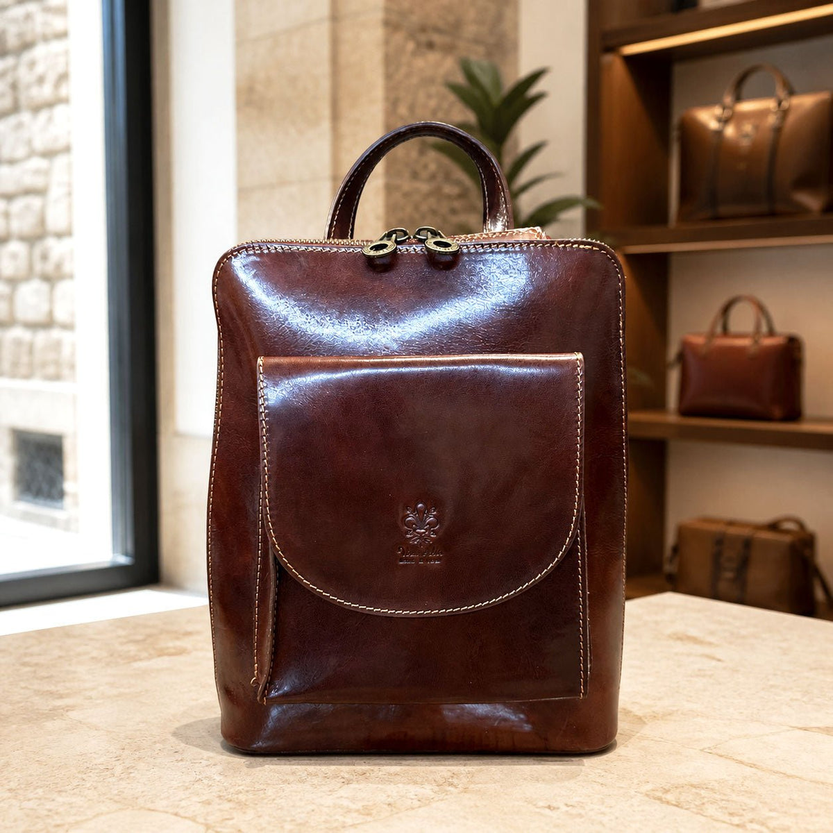 Fiammetta Convertible Hand-Dyed Italian Leather Backpack - Leather Italiano