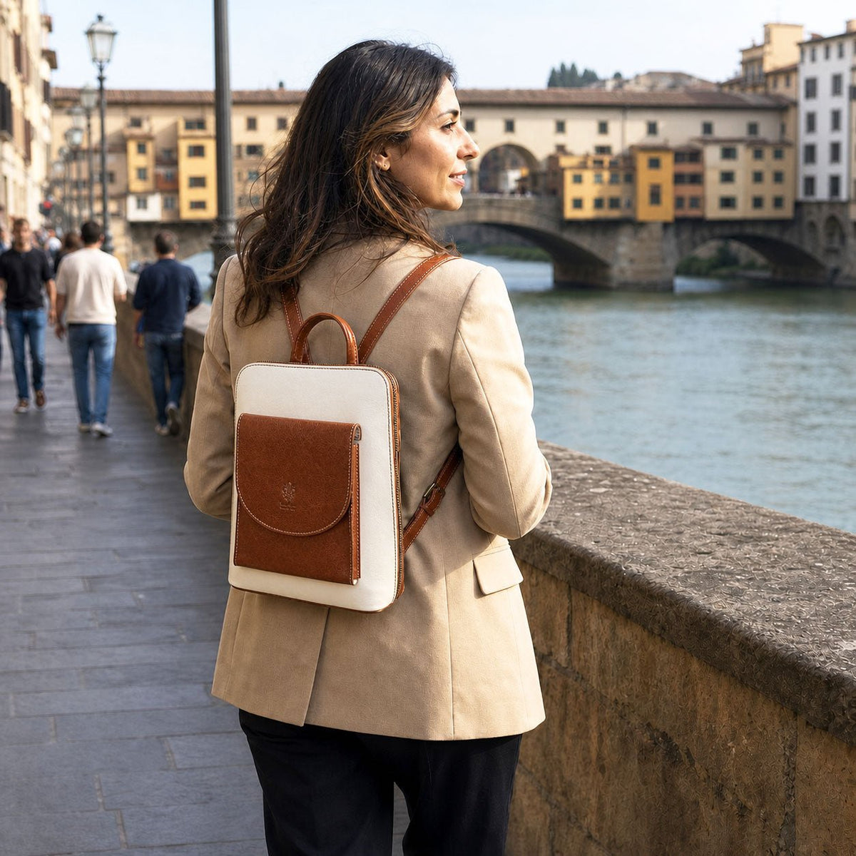 Fiammetta Convertible Hand-Dyed Italian Leather Backpack - Leather Italiano