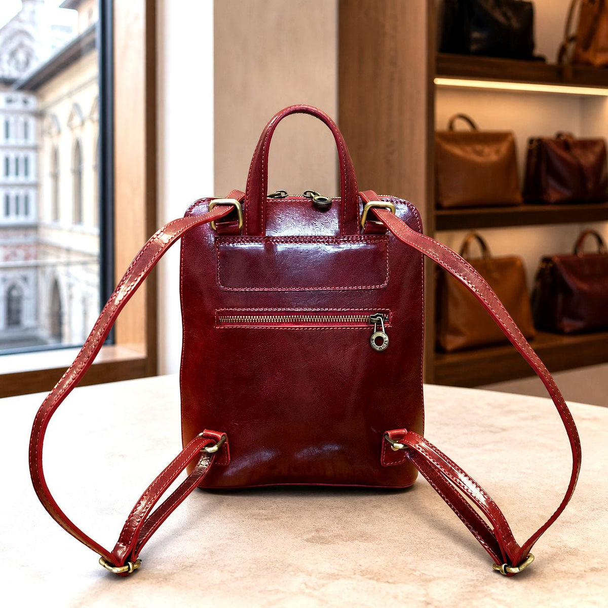 Fiammetta Convertible Hand-Dyed Italian Leather Backpack - Leather Italiano