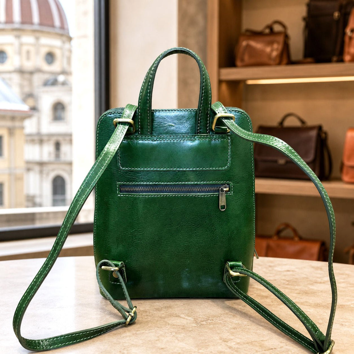 Fiammetta Convertible Hand-Dyed Italian Leather Backpack - Leather Italiano