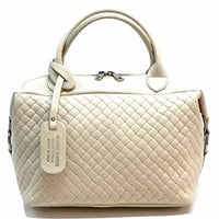 Florine Leather Handbag – Handmade in Florence with Printed Woven - Effect Finish - Leather Italiano
