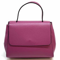 Gaia Italian Leather Handbag – Compact Top Handle with Dollar Grain Texture - Leather Italiano