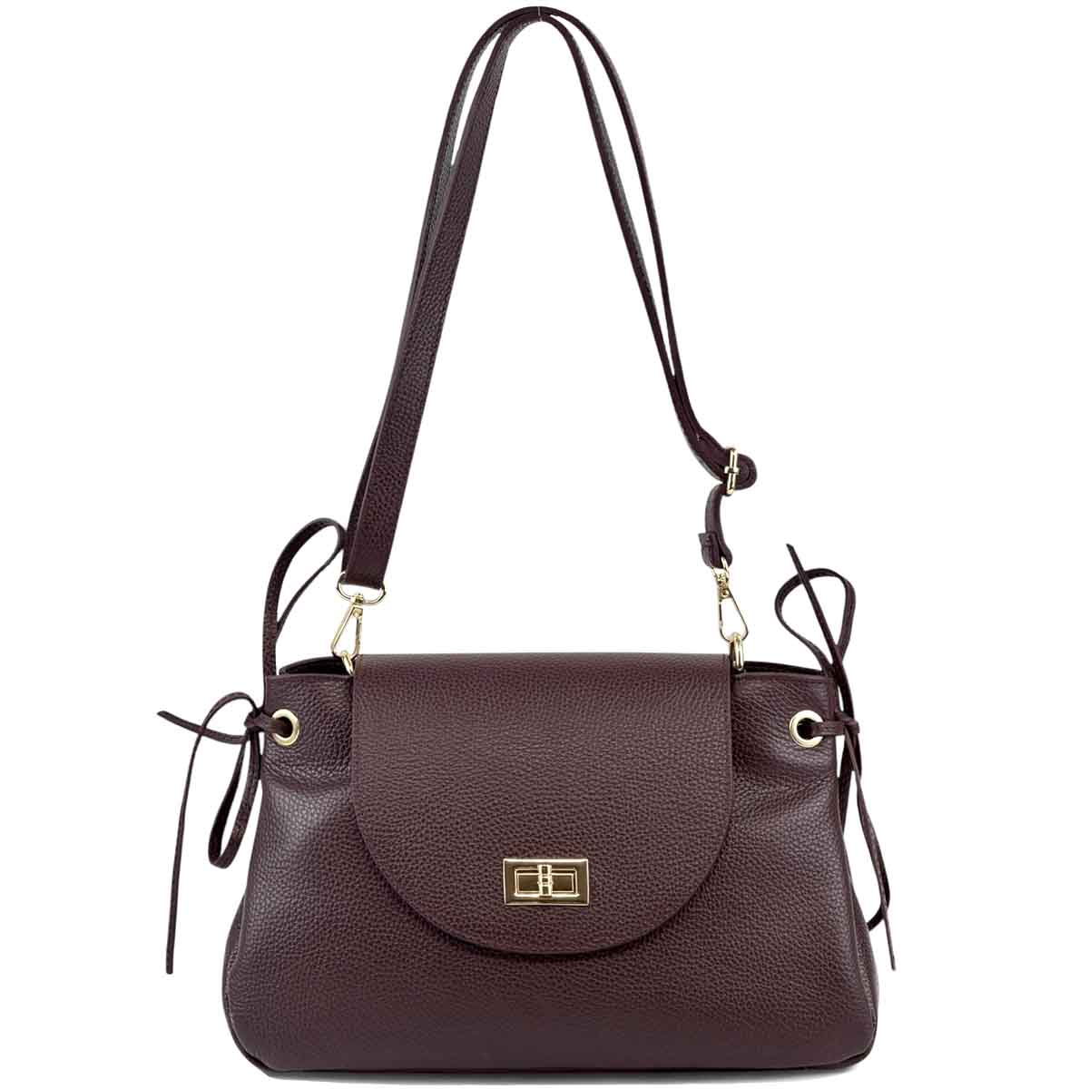 Gioia Structured Leather Flap Shoulder Bag - Leather Italiano