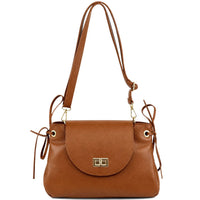 Gioia Structured Leather Flap Shoulder Bag - Leather Italiano