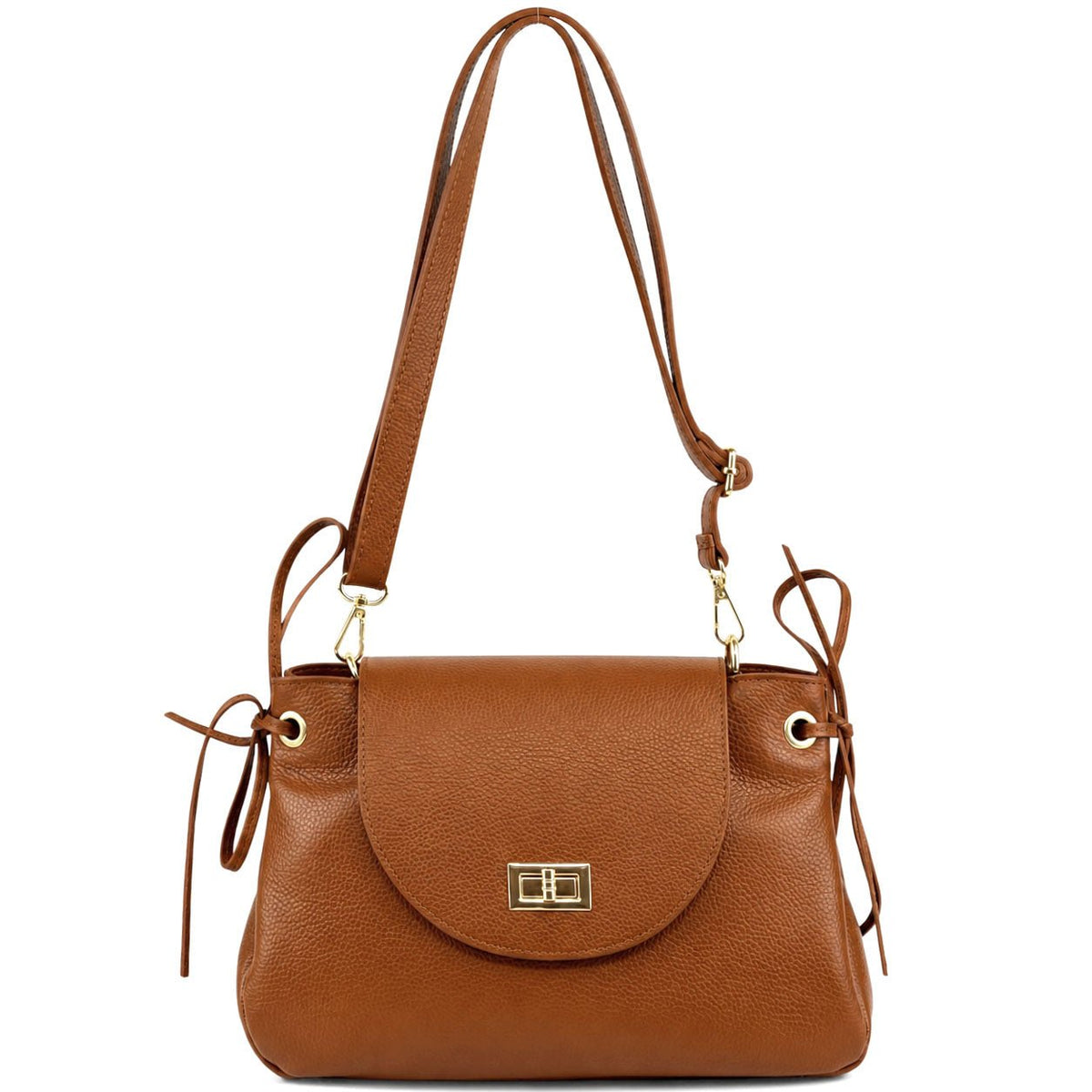Gioia Structured Leather Flap Shoulder Bag - Leather Italiano