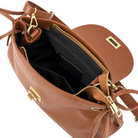 Gioia Structured Leather Flap Shoulder Bag - Leather Italiano