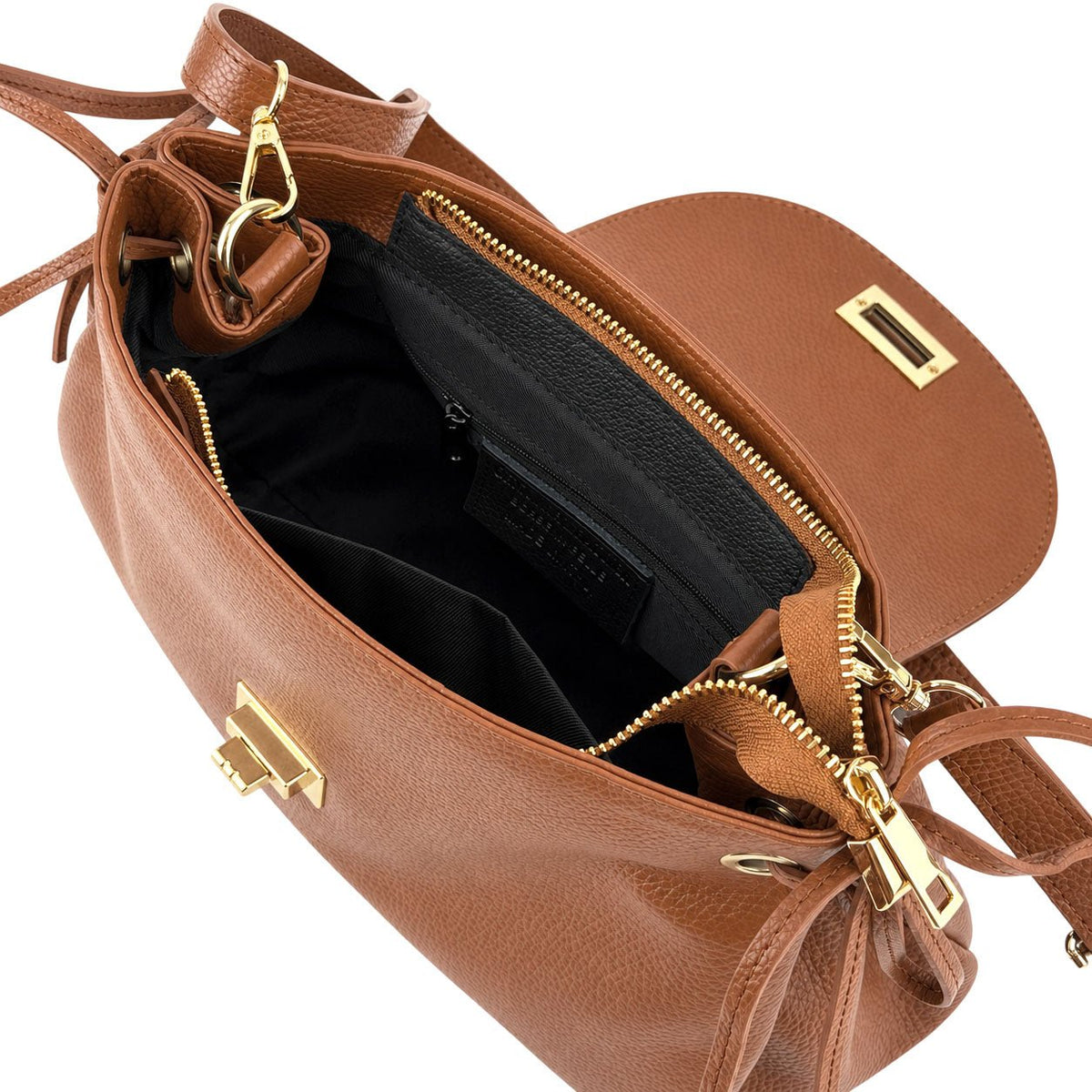 Gioia Structured Leather Flap Shoulder Bag - Leather Italiano
