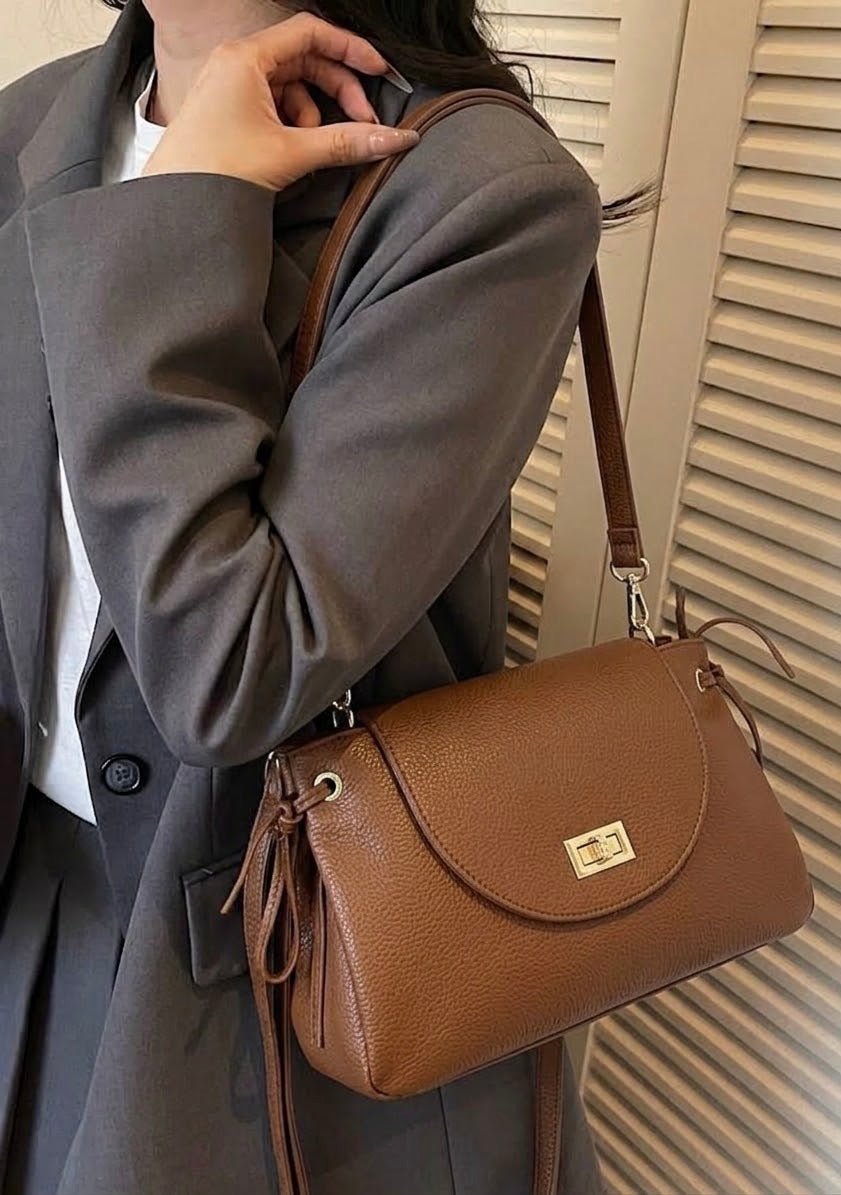 Gioia Structured Leather Flap Shoulder Bag - Leather Italiano
