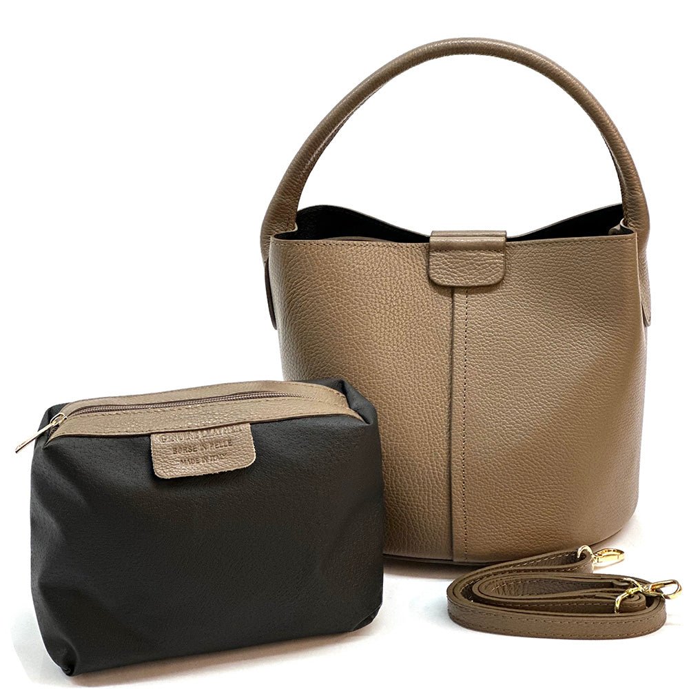 Grazia Italian Leather Bucket Bag – Elegant Everyday Shoulder Bag for Women - Leather Italiano