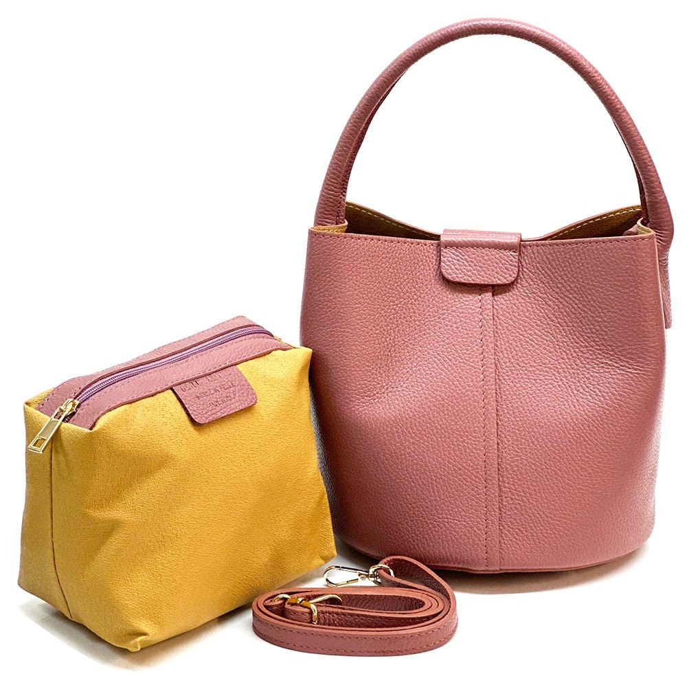 Grazia Italian Leather Bucket Bag – Elegant Everyday Shoulder Bag for Women - Leather Italiano