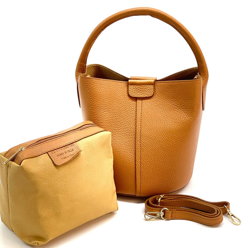 Grazia Italian Leather Bucket Bag – Elegant Everyday Shoulder Bag for Women - Leather Italiano