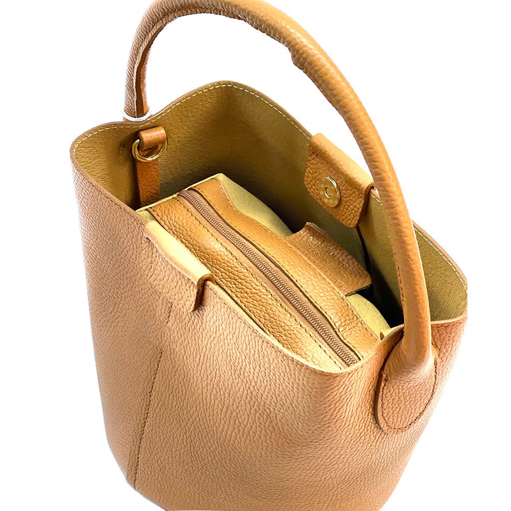 Grazia Italian Leather Bucket Bag – Elegant Everyday Shoulder Bag for Women - Leather Italiano