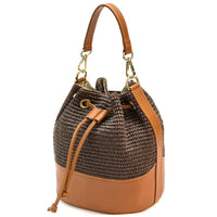 Ischia Bucket Bag in Raffia and Italian Leather - Leather Italiano