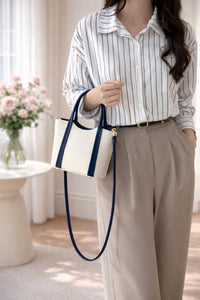 Katrine Small Structured Italian Leather Handbag - Top Handle Bag - Leather Italiano