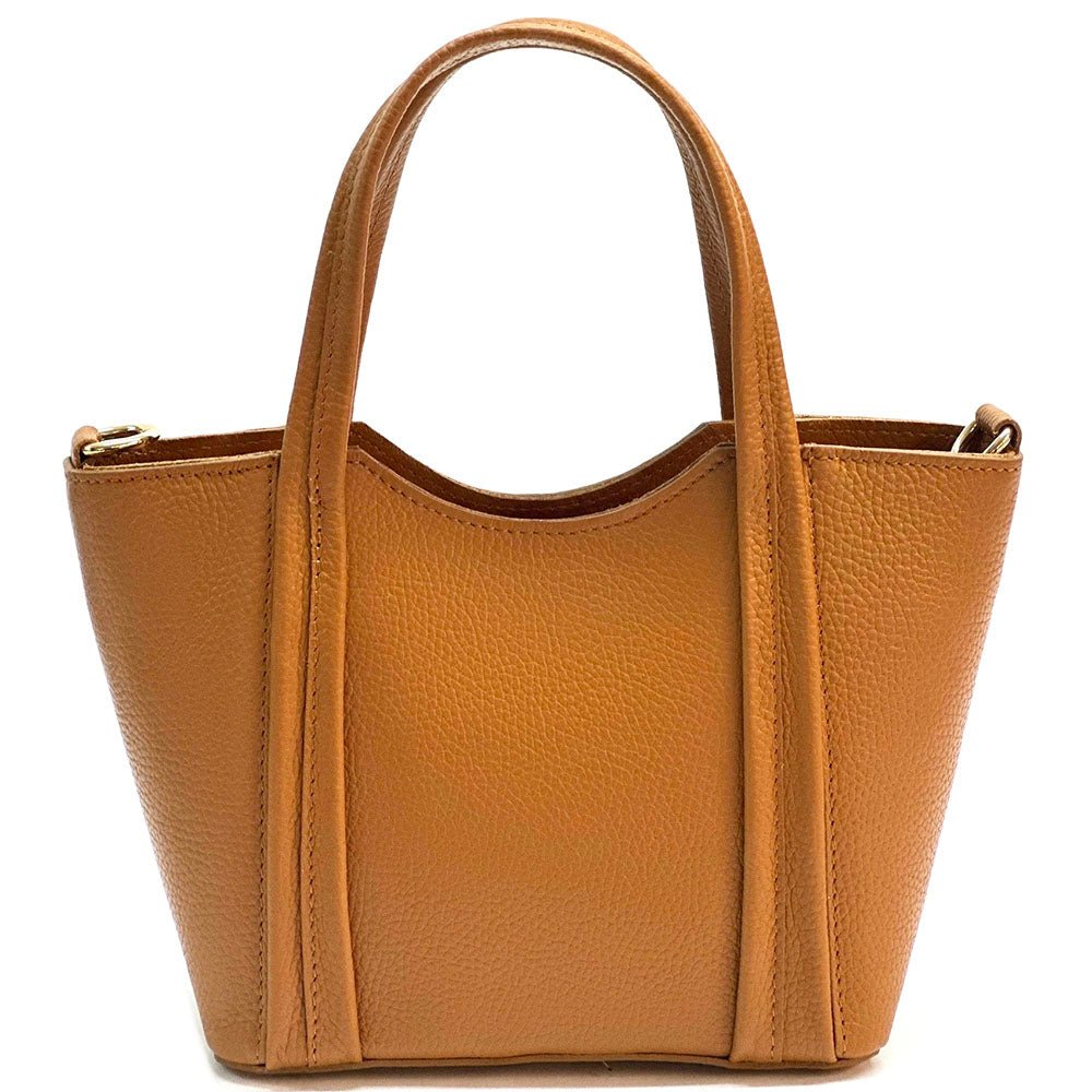 Katrine Small Structured Italian Leather Handbag - Top Handle Bag - Leather Italiano