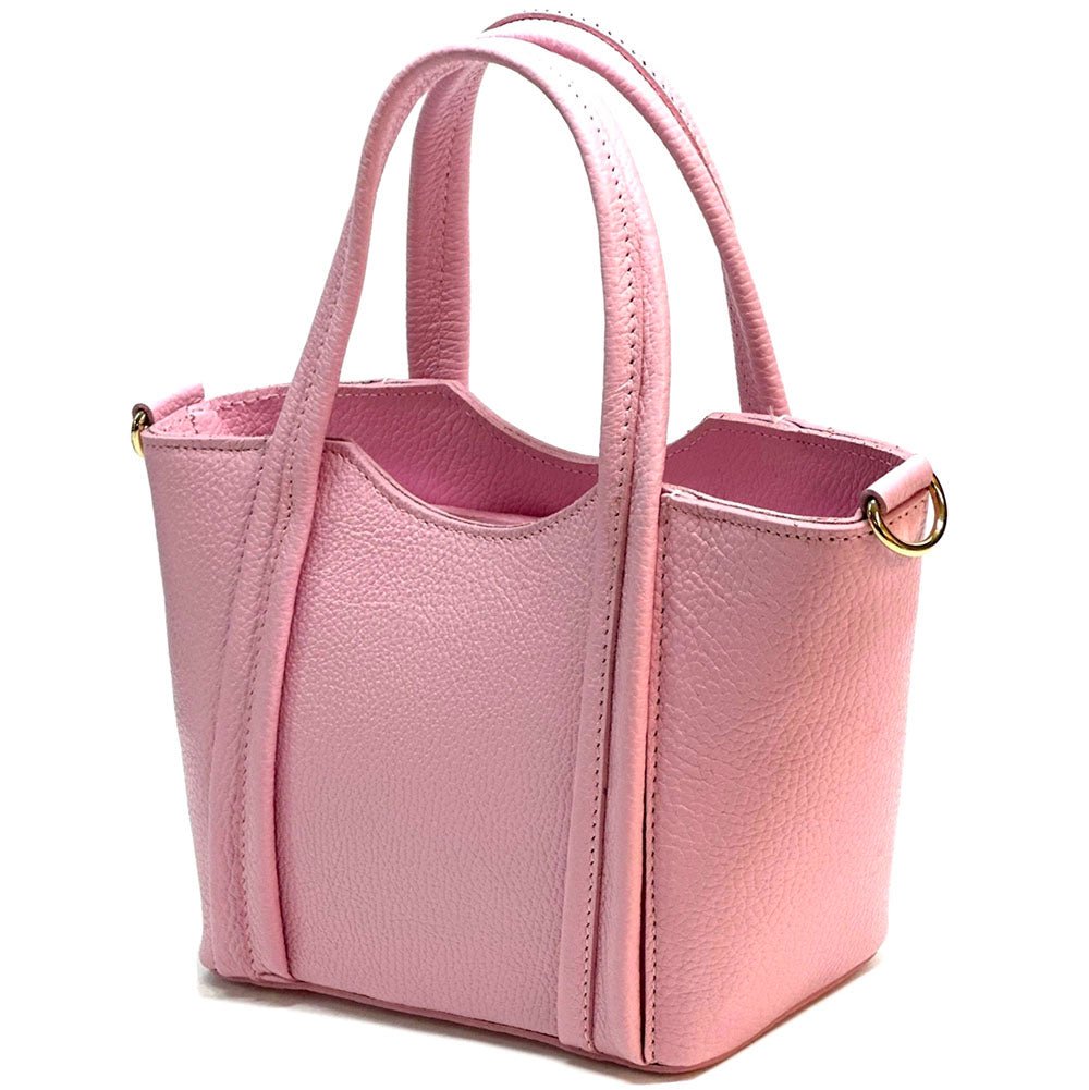 Katrine Small Structured Italian Leather Handbag - Top Handle Bag - Leather Italiano