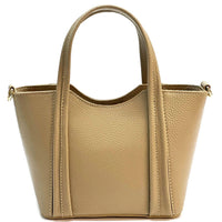 Katrine Small Structured Italian Leather Handbag - Top Handle Bag - Leather Italiano