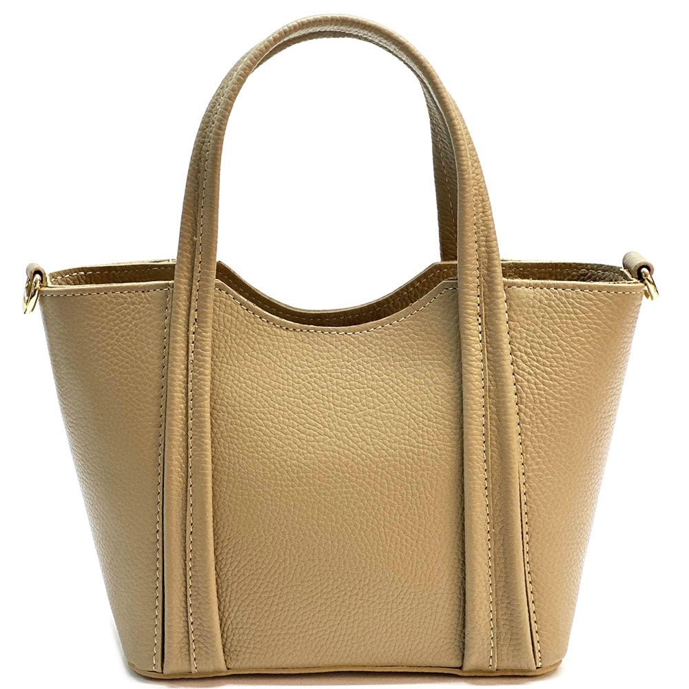 Katrine Small Structured Italian Leather Handbag - Top Handle Bag - Leather Italiano