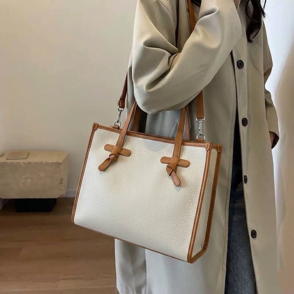 Lara Cow Leather Work Tote Bag - Leather Italiano