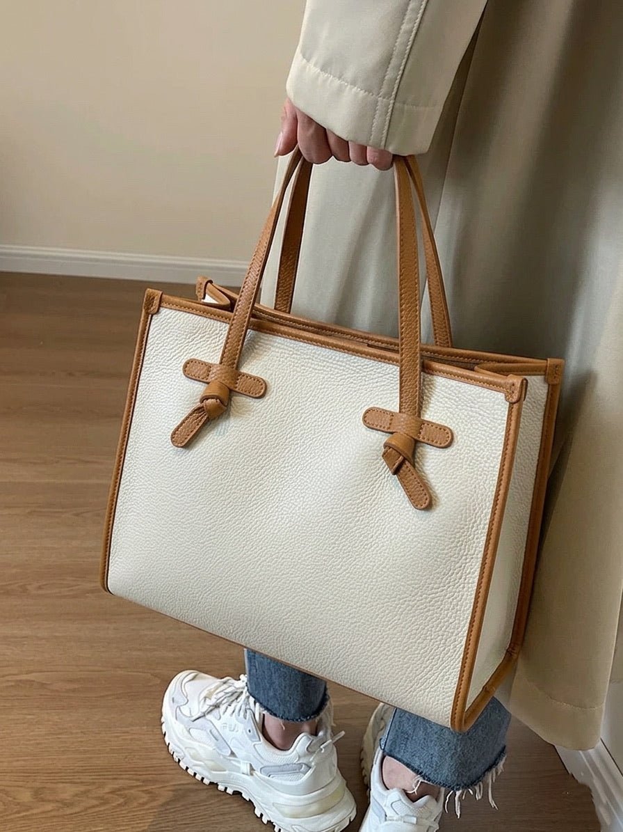 Lara Cow Leather Work Tote Bag - Leather Italiano