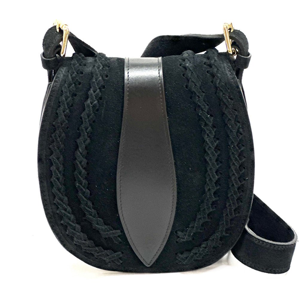 Lauren Italian Suede & Leather Cross - Body Bag | Handmade Florentine Saddle Bag - Leather Italiano