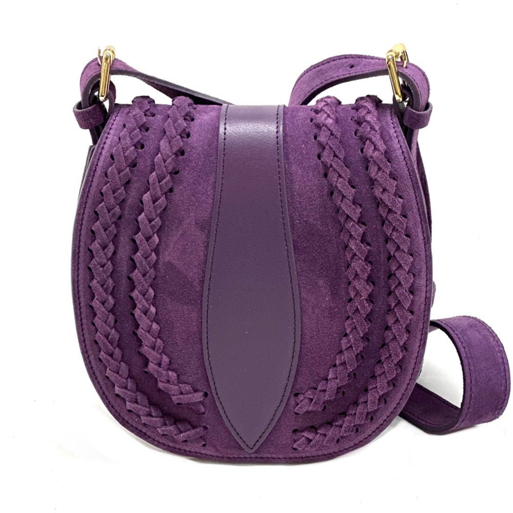 Lauren Italian Suede & Leather Cross - Body Bag | Handmade Florentine Saddle Bag - Leather Italiano