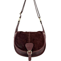 Lauren Italian Suede Saddle Shoulder Bag - Leather Italiano