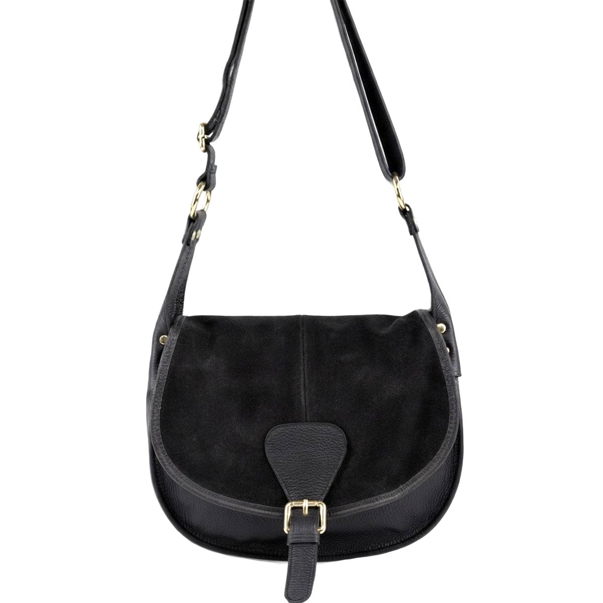 Lauren Italian Suede Saddle Shoulder Bag - Leather Italiano