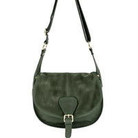 Lauren Italian Suede Saddle Shoulder Bag - Leather Italiano