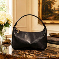 Leonia Hand-Dyed Italian Leather Crescent Hobo Bag - Leather Italiano