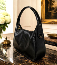 Leonia Hand-Dyed Italian Leather Crescent Hobo Bag - Leather Italiano