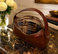 Leonia Hand-Dyed Italian Leather Crescent Hobo Bag - Leather Italiano