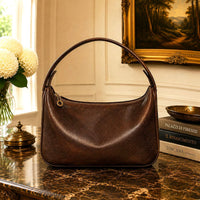 Leonia Hand-Dyed Italian Leather Crescent Hobo Bag - Leather Italiano