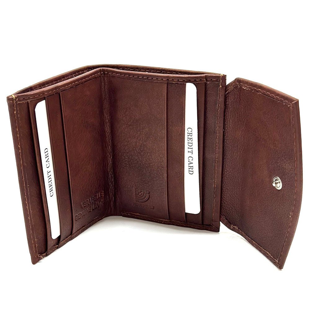 Liora Minimalist RFID Leather Mini Trifold Wallet - Leather Italiano