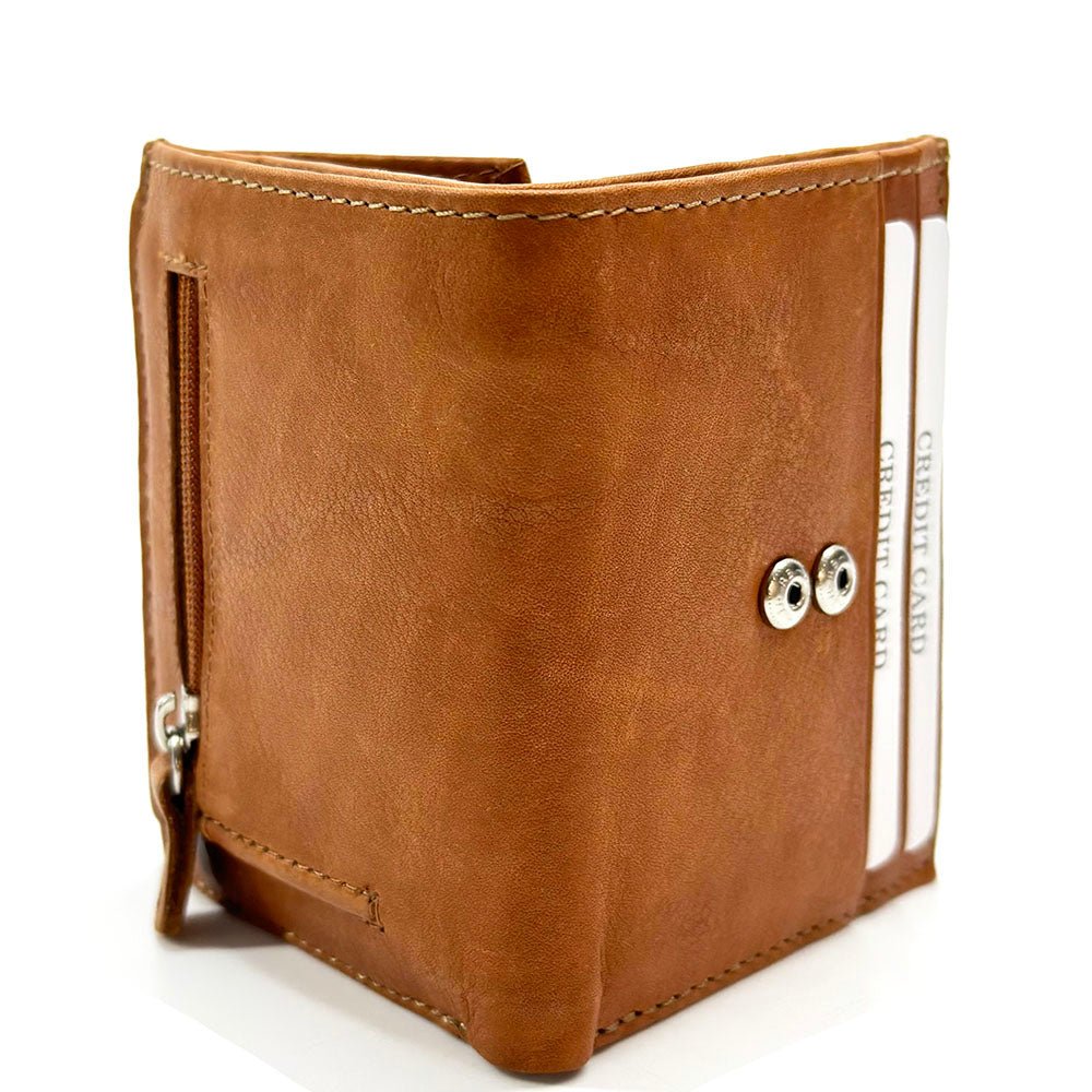 Liora Minimalist RFID Leather Mini Trifold Wallet - Leather Italiano