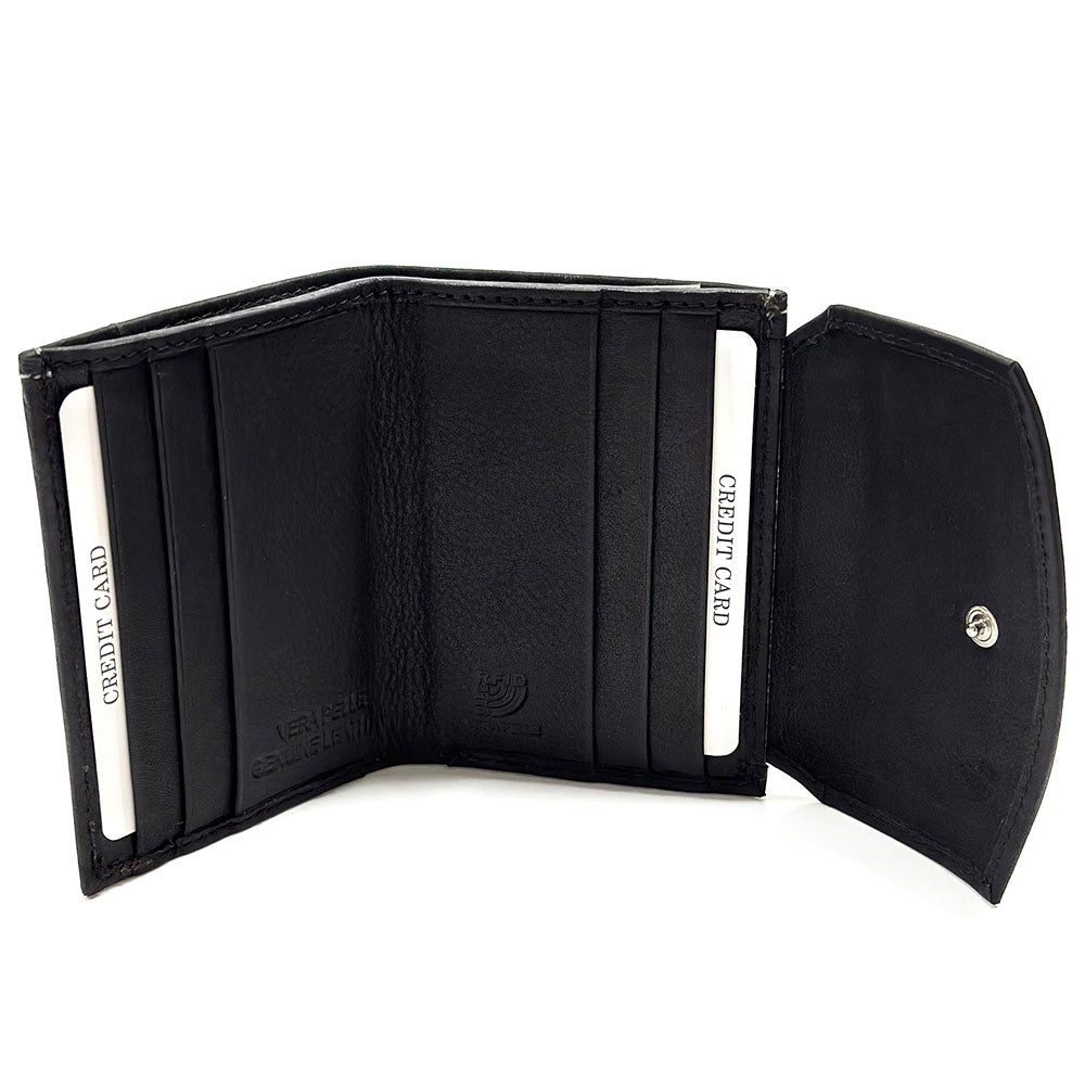 Liora Minimalist RFID Leather Mini Trifold Wallet - Leather Italiano