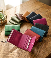 Liora Minimalist RFID Leather Mini Trifold Wallet - Leather Italiano