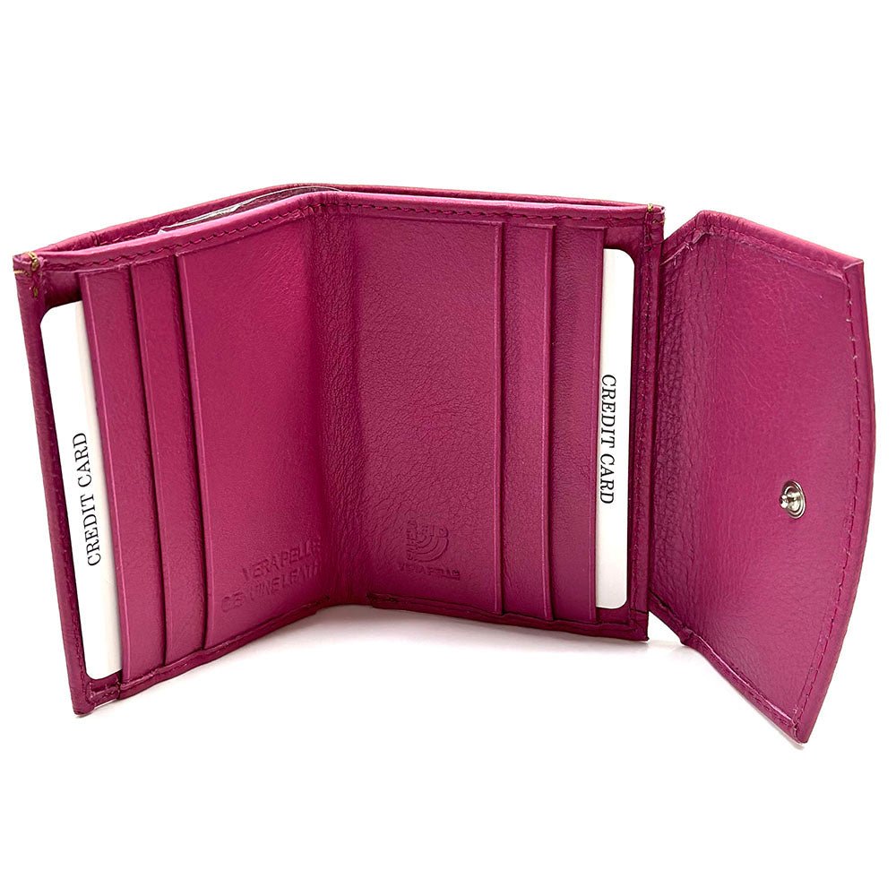 Liora Minimalist RFID Leather Mini Trifold Wallet - Leather Italiano