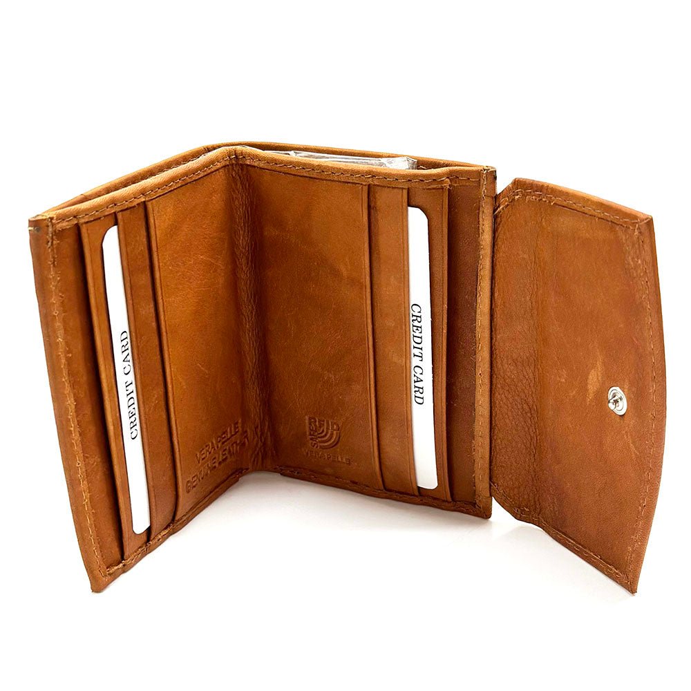 Liora Minimalist RFID Leather Mini Trifold Wallet - Leather Italiano